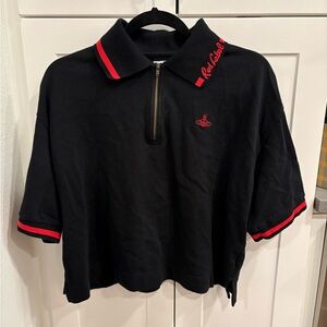 Vivienne Westwood Quarter-Zip Polo Black with Red Accents